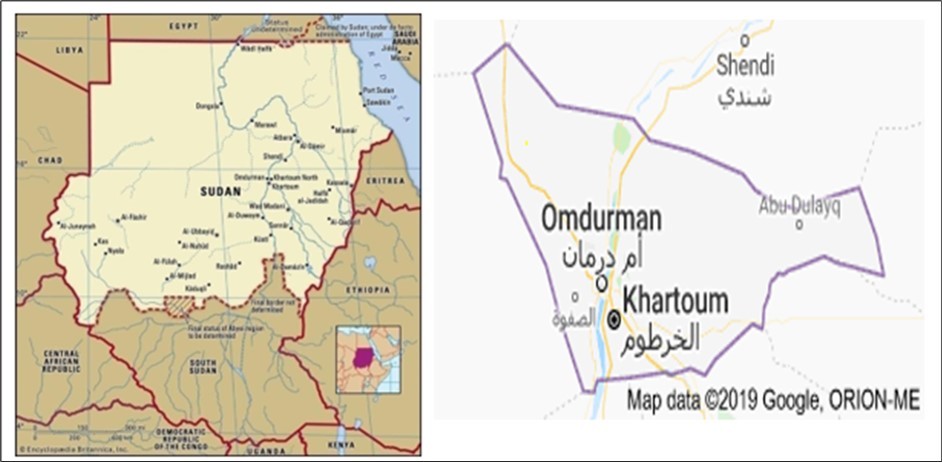 The location of Khartoum state on the map in Sudan [Source: adapted from Google, ORION-ME